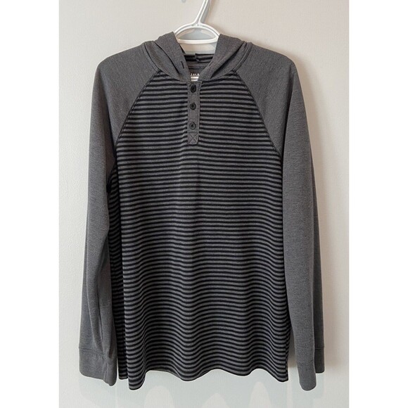 Tony Hawk Other - Tony Hawk  Gray & Black Long Sleeve Man's Striped Hooded Sweatshirt Top. XL